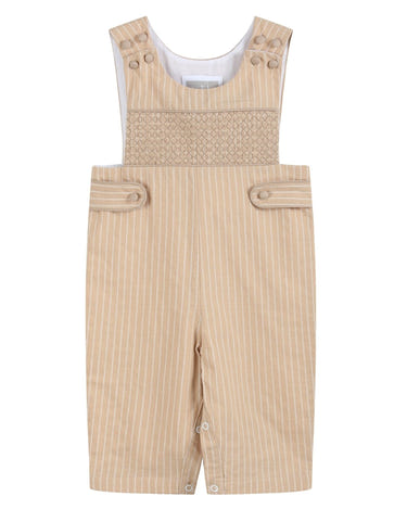 Light Brown Pinstripe Smocked Longalls
