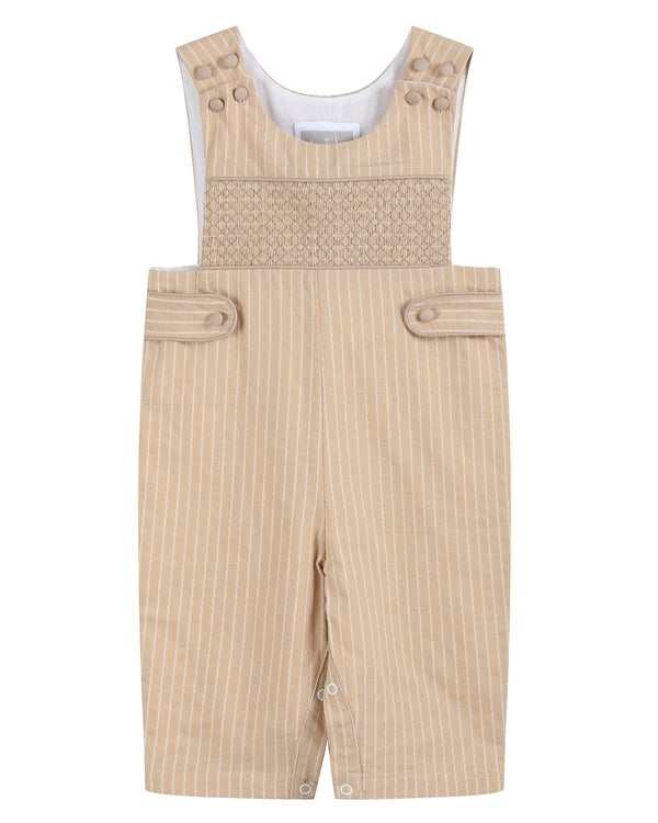 Light Brown Pinstripe Smocked Longalls