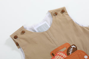 Light Brown Pumpkin Football Truck Overalls