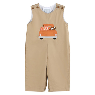 Light Brown Pumpkin Football Truck Overalls