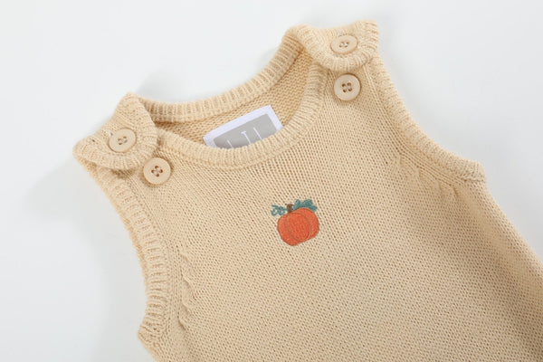 Light Brown Pumpkin Knit Romper