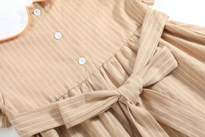 Light Brown Pumpkin Smocked Collared Dress