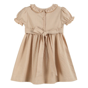 Light Brown Smocked Ruffle Dress
