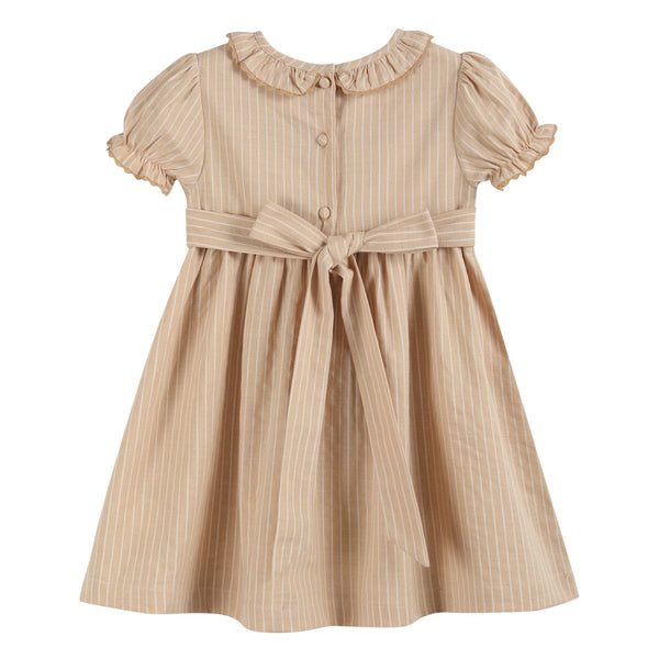 Light Brown Smocked Ruffle Dress