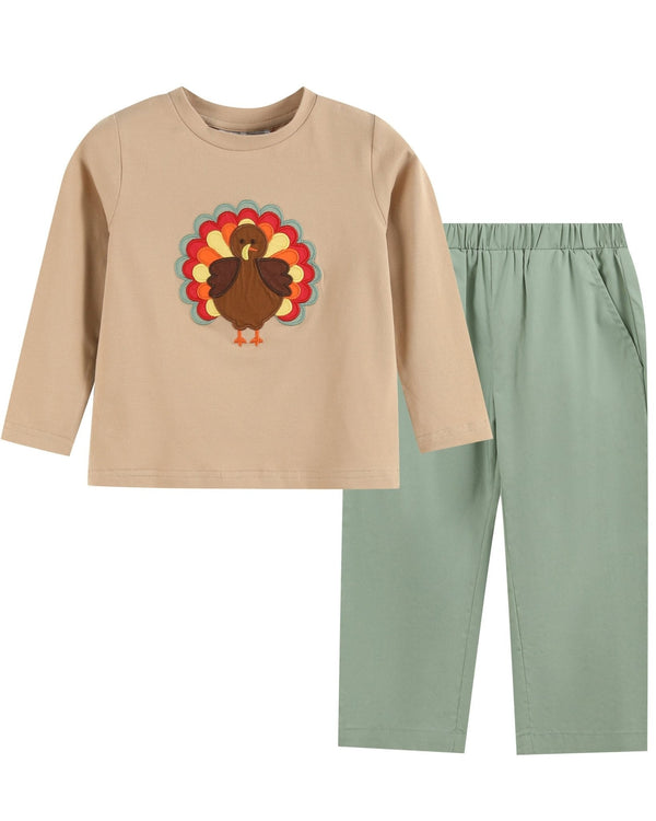 Light Brown Turkey Shirt and Sage Green Pants Set