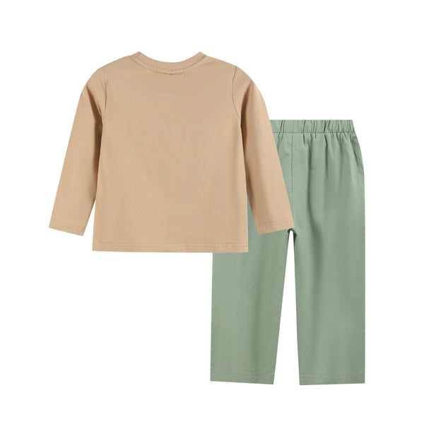 Light Brown Turkey Shirt and Sage Green Pants Set - MOOGCO Baby