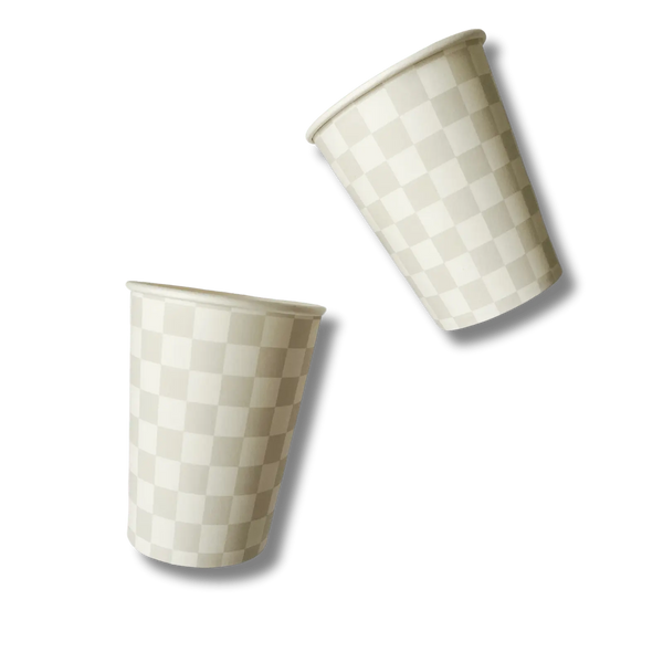 Light Gray Checkered Cups (8pcs)