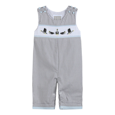 Light Gray Mallard Smocked Overalls