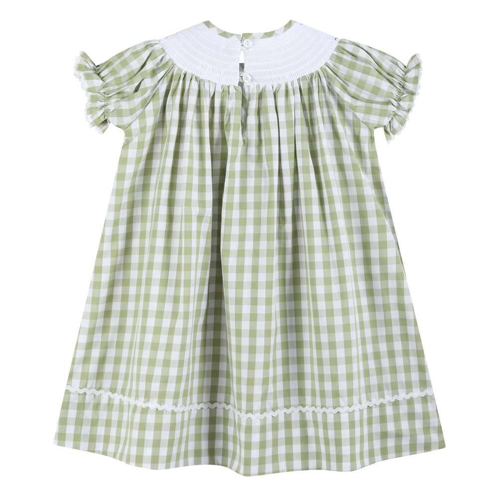 Light Green Alligator Smocked Bishop Dress