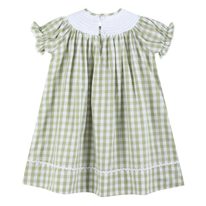 Light Green Alligator Smocked Bishop Dress