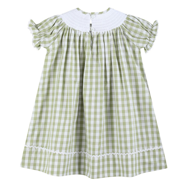 Light Green Alligator Smocked Bishop Dress