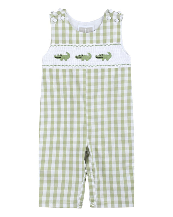 Light Green Alligator Smocked Longalls