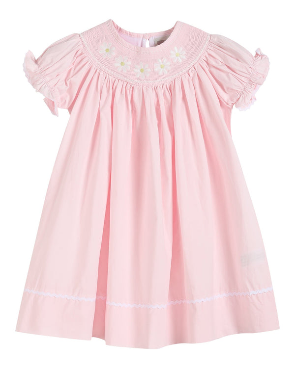 Light Pink Daisy Smocked Bishop Dress