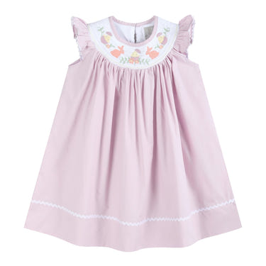 Light purple Easter smocked bishop dress for babies, perfect seasonal accessory for spring celebrations.