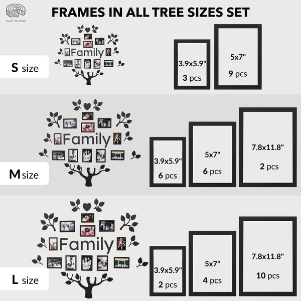 Wooden Led Family Tree - Black Ember