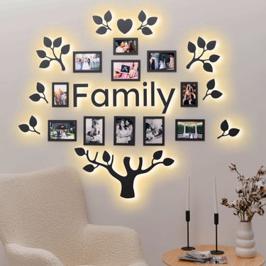 Wooden Led Family Tree - Black Ember (B2B)