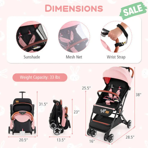 Lightweight Aluminium Frame Baby Stroller with Net-Beige Baby Strollers