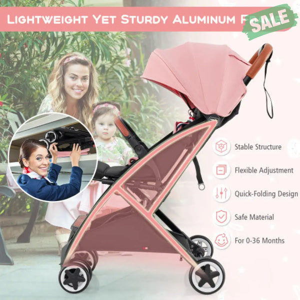 Lightweight Aluminium Frame Baby Stroller with Net-Beige Baby Strollers