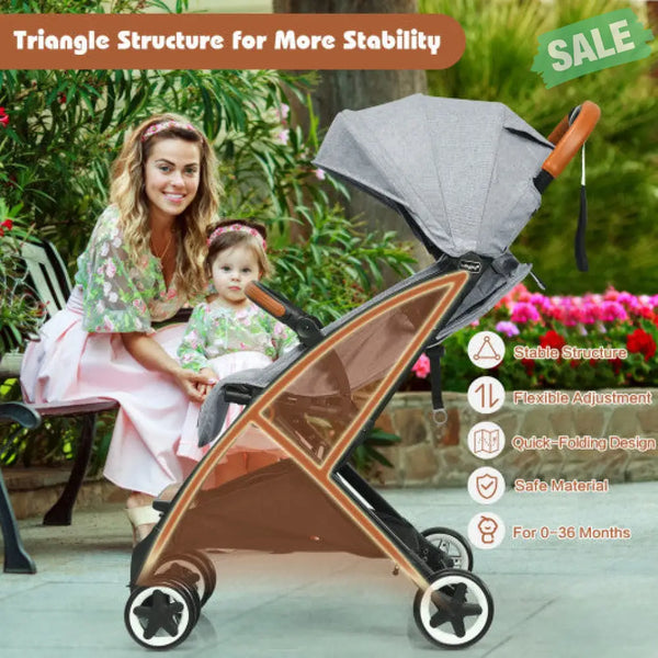 Lightweight Aluminium Frame Baby Stroller with Net-Beige Baby Strollers