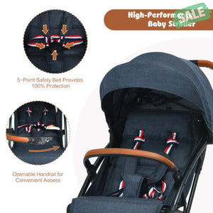 Lightweight Aluminium Frame Baby Stroller with Net-Beige Blue Baby Strollers