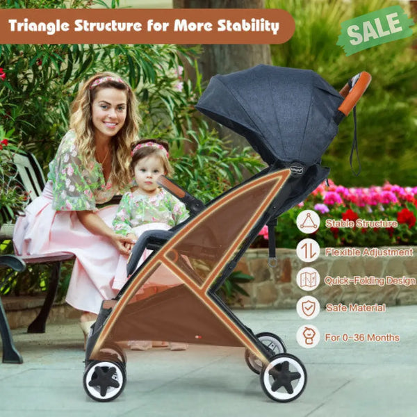Lightweight Aluminium Frame Baby Stroller with Net-Beige Baby Strollers