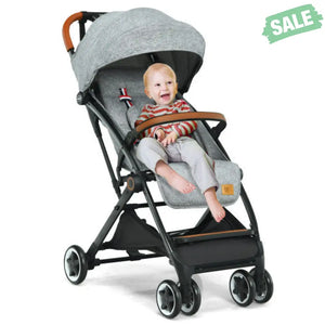 Lightweight Aluminium Frame Baby Stroller with Net-Beige Gray Baby Strollers