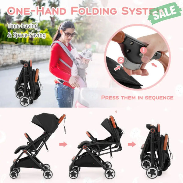 Lightweight Aluminium Frame Baby Stroller with Net-Beige Baby Strollers