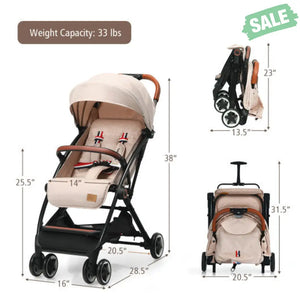 Lightweight Aluminium Frame Baby Stroller with Net-Beige Baby Strollers