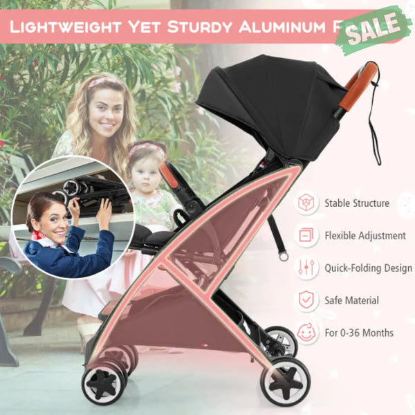 Lightweight Aluminium Frame Baby Stroller with Net-Beige Baby Strollers
