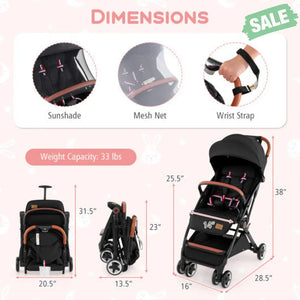 Lightweight Aluminium Frame Baby Stroller with Net-Beige Baby Strollers