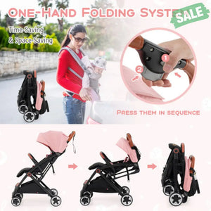 Lightweight Aluminium Frame Baby Stroller with Net-Beige Baby Strollers