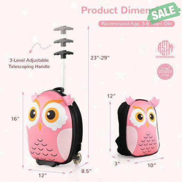 Lightweight and Portable Rolling Suitcase for Children-White White Kids Luggage