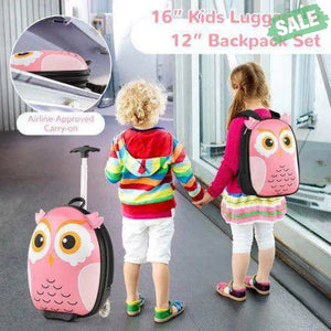 Lightweight and Portable Rolling Suitcase for Children-White White Kids Luggage
