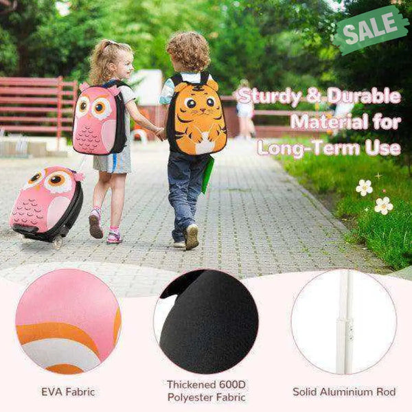 Lightweight and Portable Rolling Suitcase for Children-White White Kids Luggage