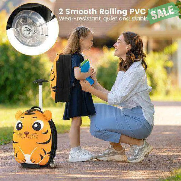 Lightweight and Portable Rolling Suitcase for Children-Yellow