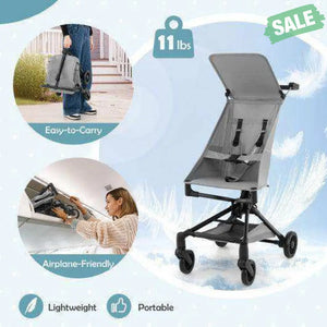 Lightweight Baby Stroller Compact and Airplane-Friendly Travel Stroller-Gray