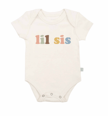 Lil Sis Desert Bloom graphic bodysuit for babies, short sleeve, perfect for stylish and comfortable wear.