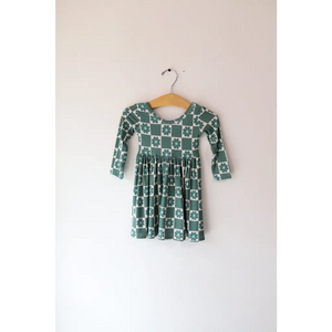 Lily Flower Check Long Sleeved Twirl Dress for Girls