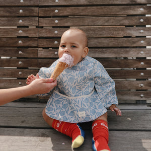 Mushie Long Sleeve Bib water resistant 6 to 24 months