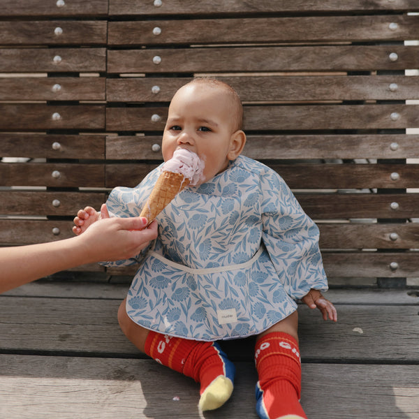 Mushie Long Sleeve Bib water resistant 6 to 24 months