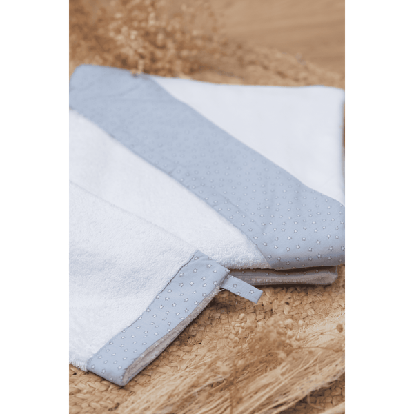 LITTLE STARS | Boys White & Blue Hooded Baby Towel & Mitt Set