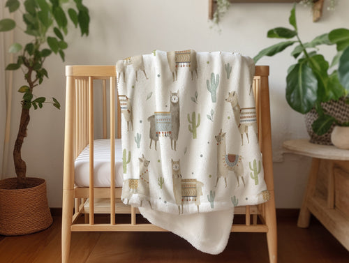 Vintage baby blanket featuring colorful alphabet design, perfect for cozying up your little one. Angle 3 view.