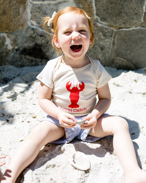 Lobster Short Sleeve Romper, Hat & Blanket Gift Set Local catch