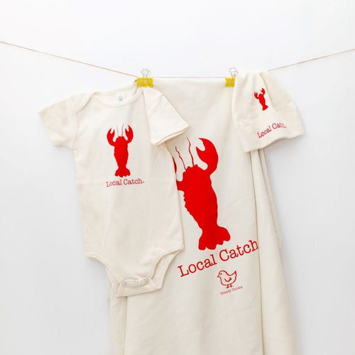 Lobster Short Sleeve Romper, Hat & Blanket Gift Set Local catch