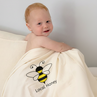 Local Honey Bumble Bee Baby Blanket - Organic Cotton for Newborns