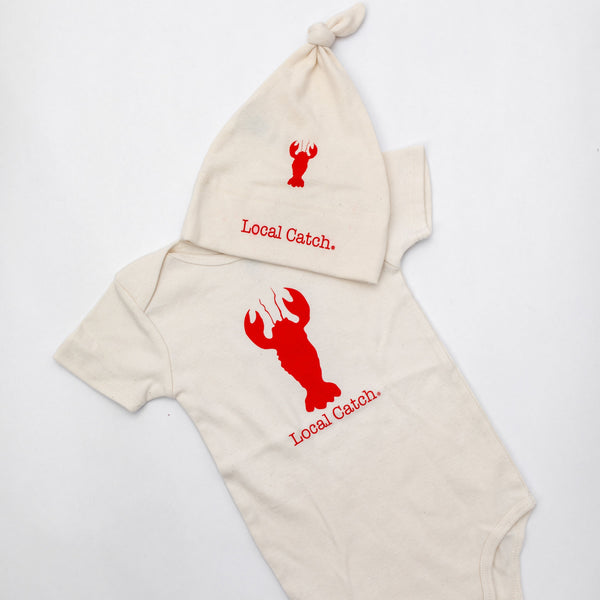Lobster Short Sleeve Romper, Hat & Blanket Gift Set Local catch