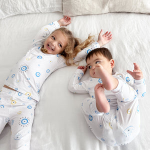 Toddler Pajama Set in Eye See You design, showcasing playful patterns and comfortable fit for kids.