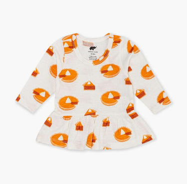 Long Sleeve Peplum Tee - Pumpkin Pie - FINAL SALE