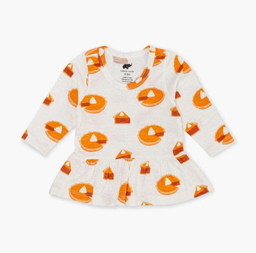 Long Sleeve Peplum Tee - Pumpkin Pie