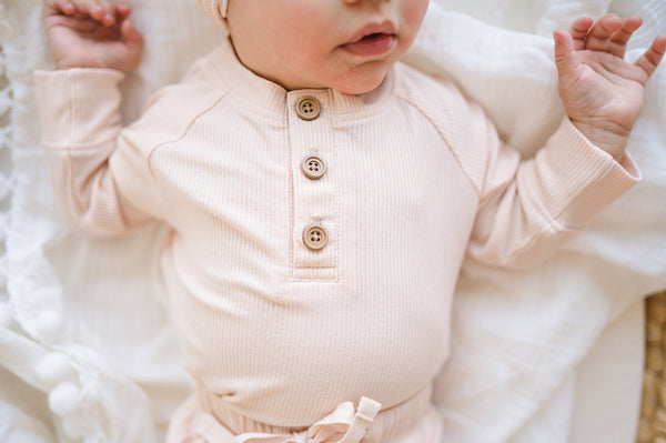 Bamboo Long Sleeve Shirt - Blush Ribbed
